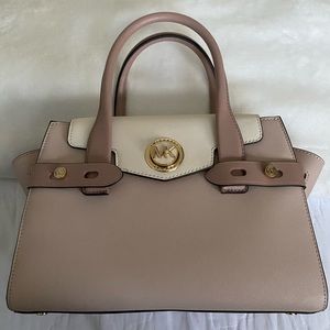 New Michael Kors Carmen Leather Satchel Rose pink